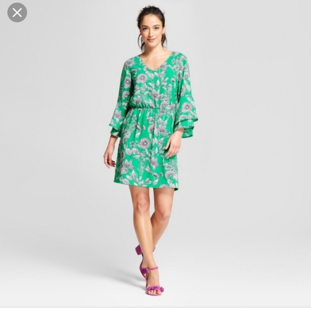 Floral Tiered Bell Sleeve Dress